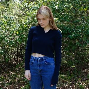 Brandy Melville Dark Blue Cropped Sweater